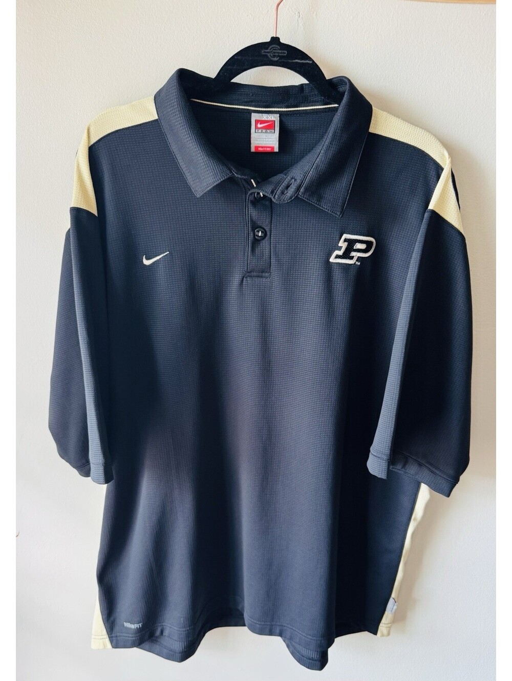 Nike Dri-Fit Purdue Boilermakers NCAA Licensed Polo XXL Black Gold-Authentic